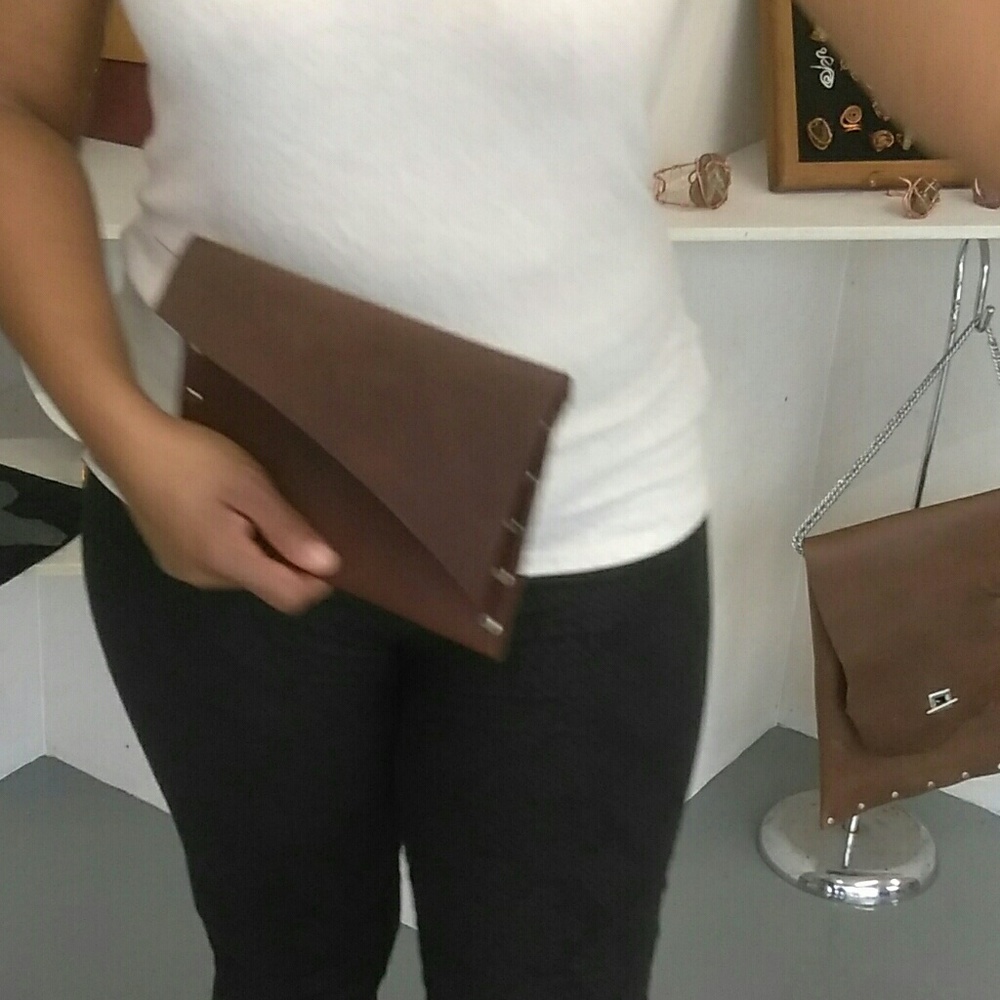 Leather mini clutch